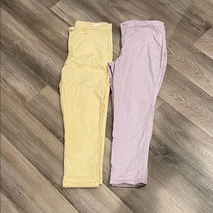 Gap Girlfriend Chinos bundle. Yellow and Lavender Pants Sz-12
